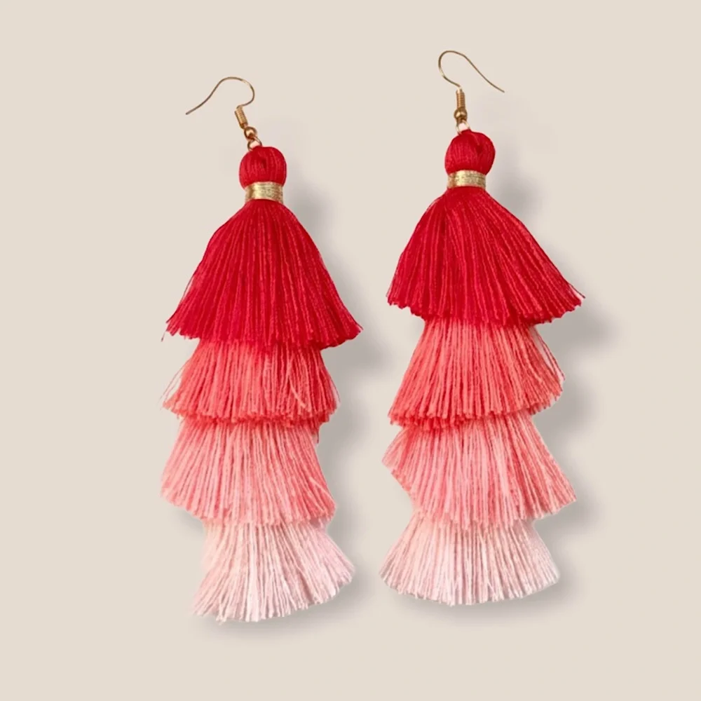 “Mi Amor” Fringe Tassel Layered Statement Earrings